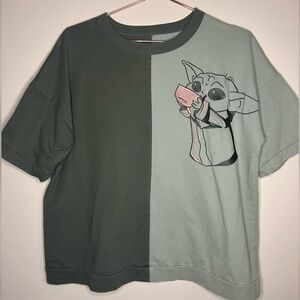 EUC XL Baby Yoda Embroidered Color Block Star Wars Crewneck Tee - Lucasfilm Ltd